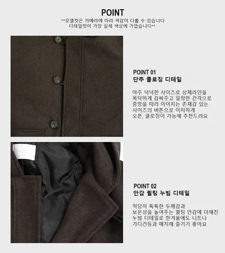 Furmue Wool Hooded Half Coat