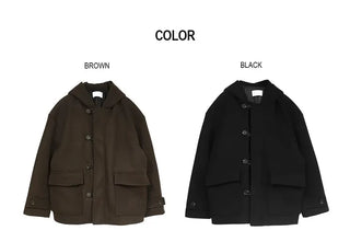 Furmue Wool Hooded Half Coat