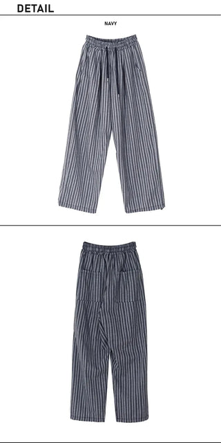 Striped String Banding Wide Pants