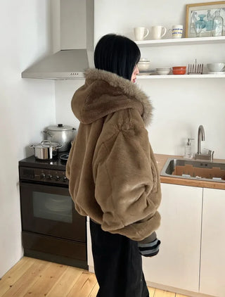 Reversible camo fur jacket