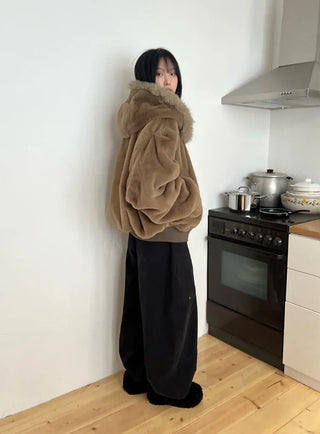 Reversible camo fur jacket