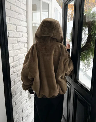 Reversible camo fur jacket