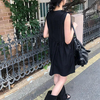 Shoulder Ribbon Shirred Sleeveless Midi Dress