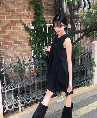 Shoulder Ribbon Shirred Sleeveless Midi Dress