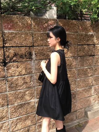 Shoulder Ribbon Shirred Sleeveless Midi Dress
