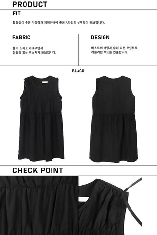 Shoulder Ribbon Shirred Sleeveless Midi Dress