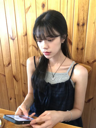 Vintage Check Layered Shirred Sleeveless Blouse