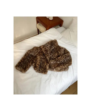 Ruffy leopard fur jacket