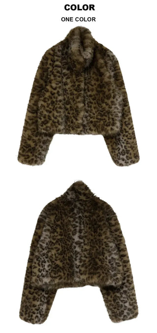 Ruffy leopard fur jacket