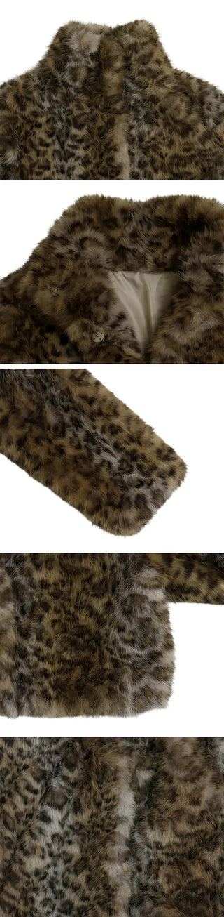 Ruffy leopard fur jacket