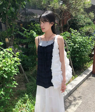 Pleated Punched Embroidery Flare Maxi Long Skirt