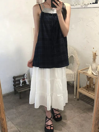 Pleated Punched Embroidery Flare Maxi Long Skirt