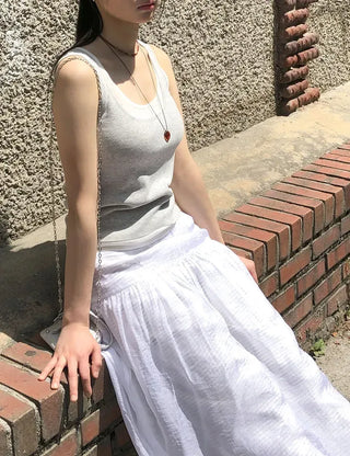Linen Color Block Layered Knit Sleeveless