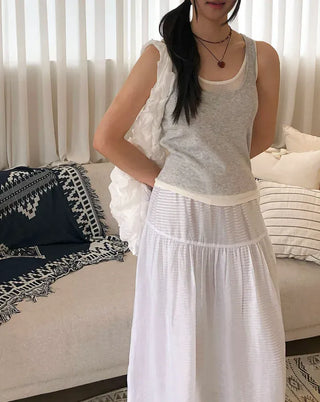 Linen Color Block Layered Knit Sleeveless
