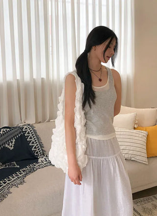 Linen Color Block Layered Knit Sleeveless