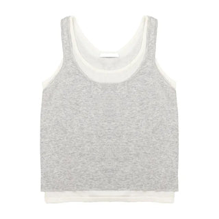 Linen Color Block Layered Knit Sleeveless