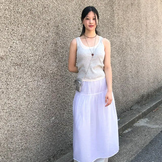 Linen Color Block Layered Knit Sleeveless