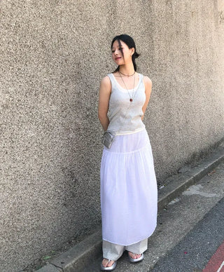 Linen Color Block Layered Knit Sleeveless