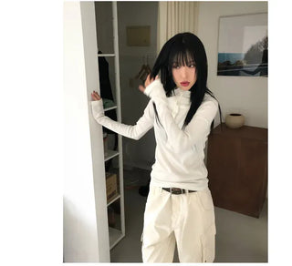Low Button Hooded Long Sleeve