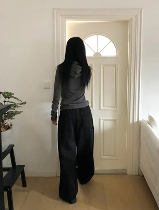Low Button Hooded Long Sleeve