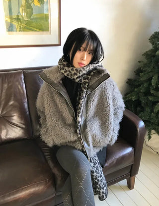 Noir Leopard Scarf
