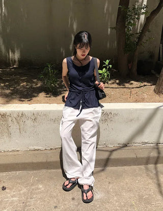 Air Cool String Banding Wide Pants