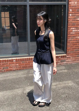 Air Cool String Banding Wide Pants