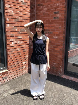 Air Cool String Banding Wide Pants