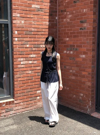 Air Cool String Banding Wide Pants