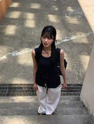 Air Cool String Banding Wide Pants