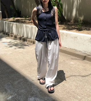 Air Cool String Banding Wide Pants