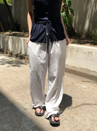 Air Cool String Banding Wide Pants