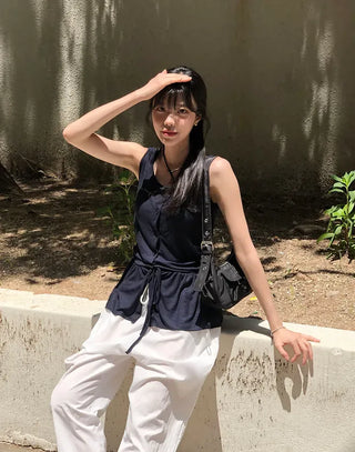 Air Cool String Banding Wide Pants