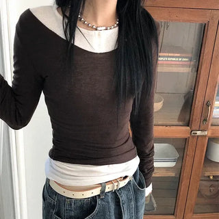 Dipping V-neck Long Sleeve