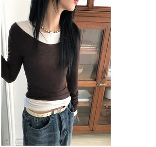 Dipping V-neck Long Sleeve
