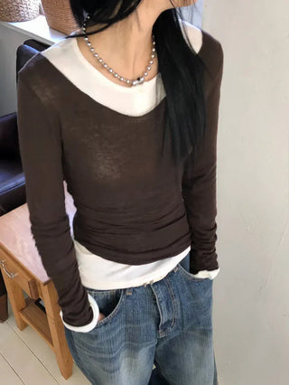 Dipping V-neck Long Sleeve