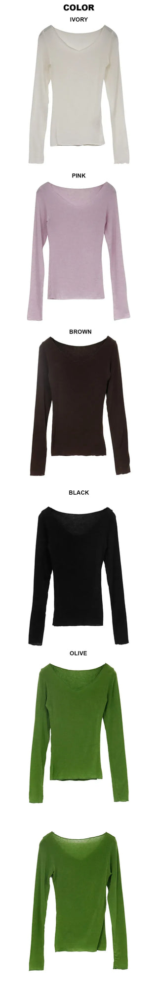 Dipping V-neck Long Sleeve