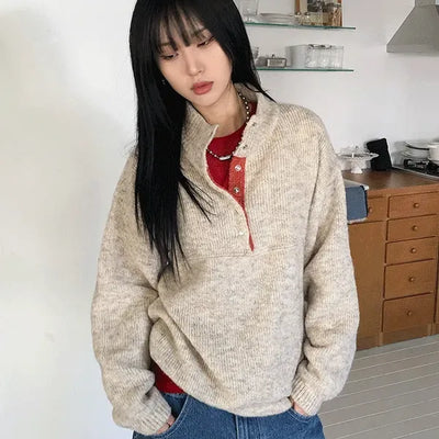 Faber Contrast Button Knit