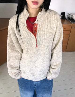 Faber Contrast Button Knit