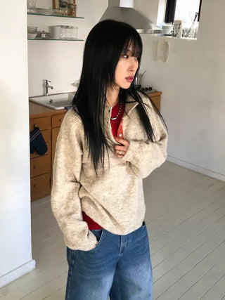Faber Contrast Button Knit