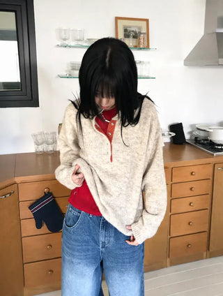 Faber Contrast Button Knit