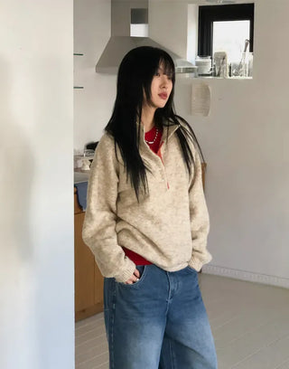 Faber Contrast Button Knit
