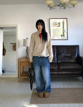 Faber Contrast Button Knit