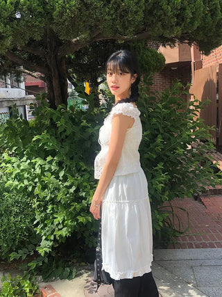 Frilled Tiered Layered Midi Skirt