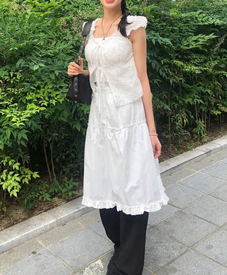 Frilled Tiered Layered Midi Skirt