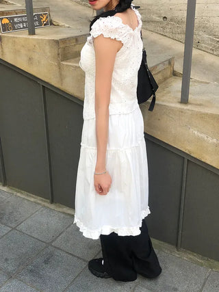 Frilled Tiered Layered Midi Skirt