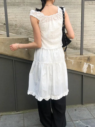 Frilled Tiered Layered Midi Skirt