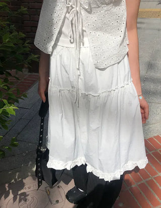 Frilled Tiered Layered Midi Skirt