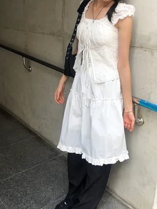 Frilled Tiered Layered Midi Skirt