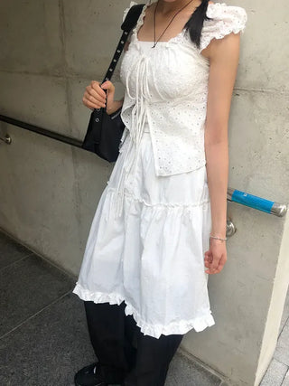 Frilled Tiered Layered Midi Skirt